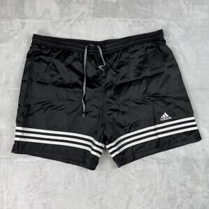 Vintage Adidas Silky Shorts Men’s Large Fleece Lined 3-Stripes Y2K Streetwear